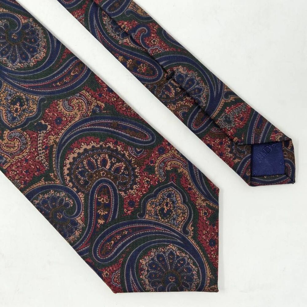 LIBERTY LONDON COTTON TIE BOLD PAISLEY GREEN BLUE RED PINK VINTAGE 3.5" X 54"